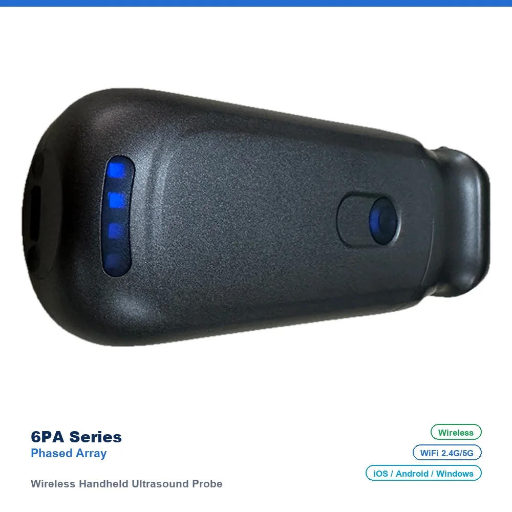 6PA Wireless Handheld Ultrasound Probe, Phased Array, 192 Elements, 32 Channels, 2.2/3.6MHz, for Cardiac, Lung & Pleura