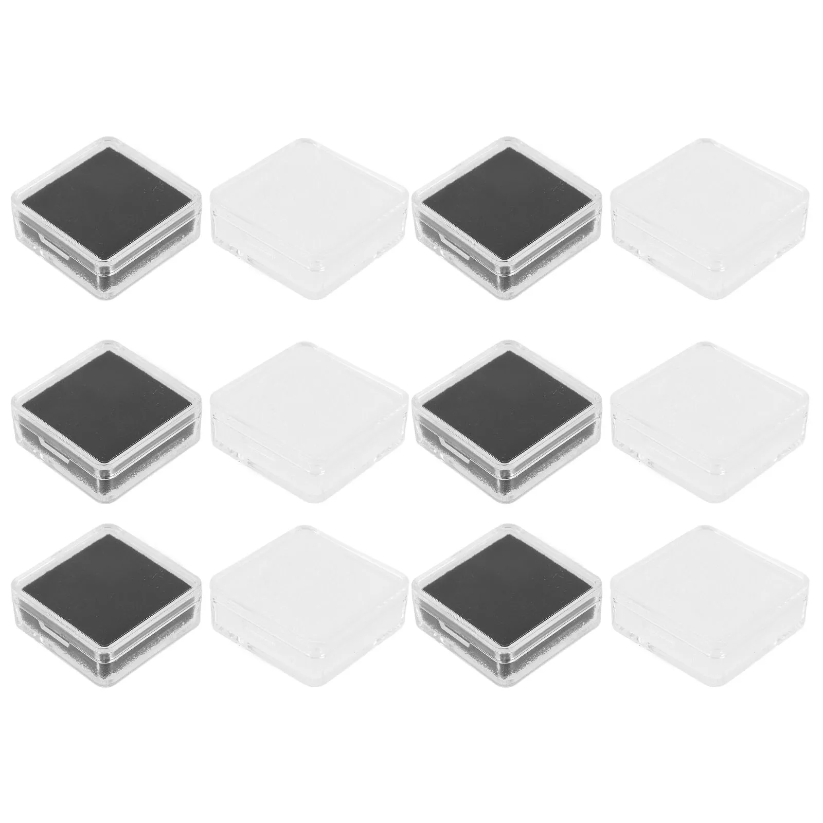 

12pcs Acrylic Jewelry Display Box Gemstone Storage Large Case Clear Travel Boxes for Selling Nail Packaging Small