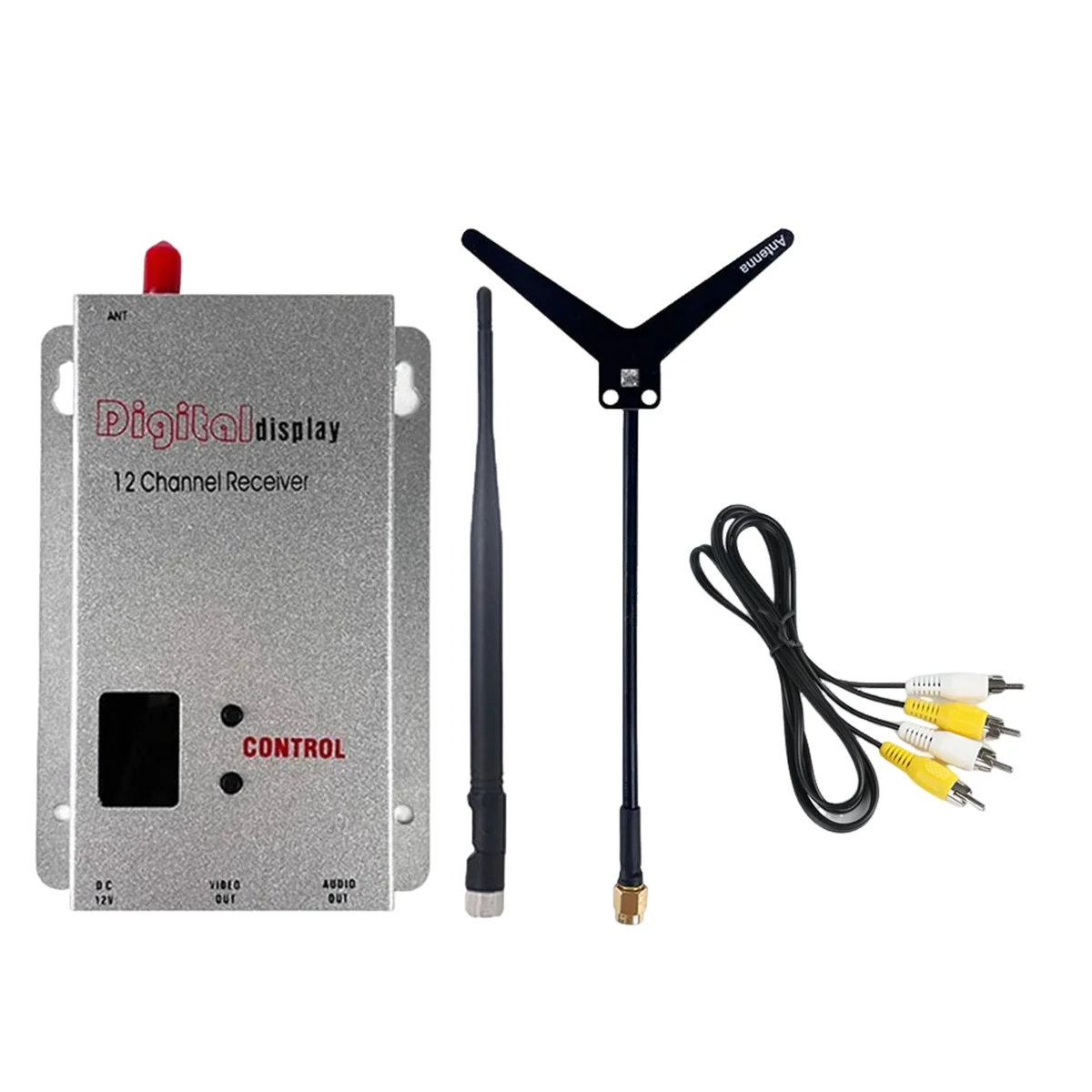 1.2G 1.5W FPV VRX Receiver+Y Type Antenna/Antenna 12CH 1500Mw Audio Video Receiver for Long Range FPV Drone RC Model