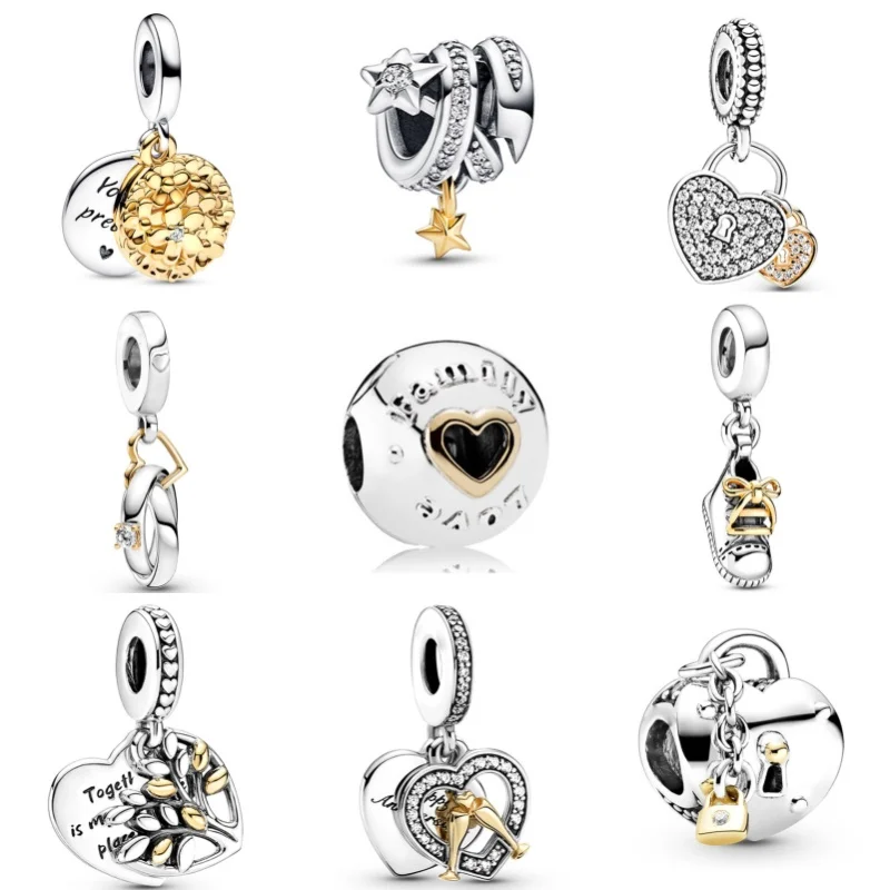 New Forever Me Couple Pendant Alloy Star Heart Crown Girl Dangle Charms Beads For Pandora Women DIY Jewelry Birthday Gifts