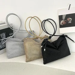 Fashion Rhinestones Evening Clutch Bag Women Shiny Tote Handbag Dinner Party Wedding Purse Elegant Sparkly Shoulder Underarm Bag