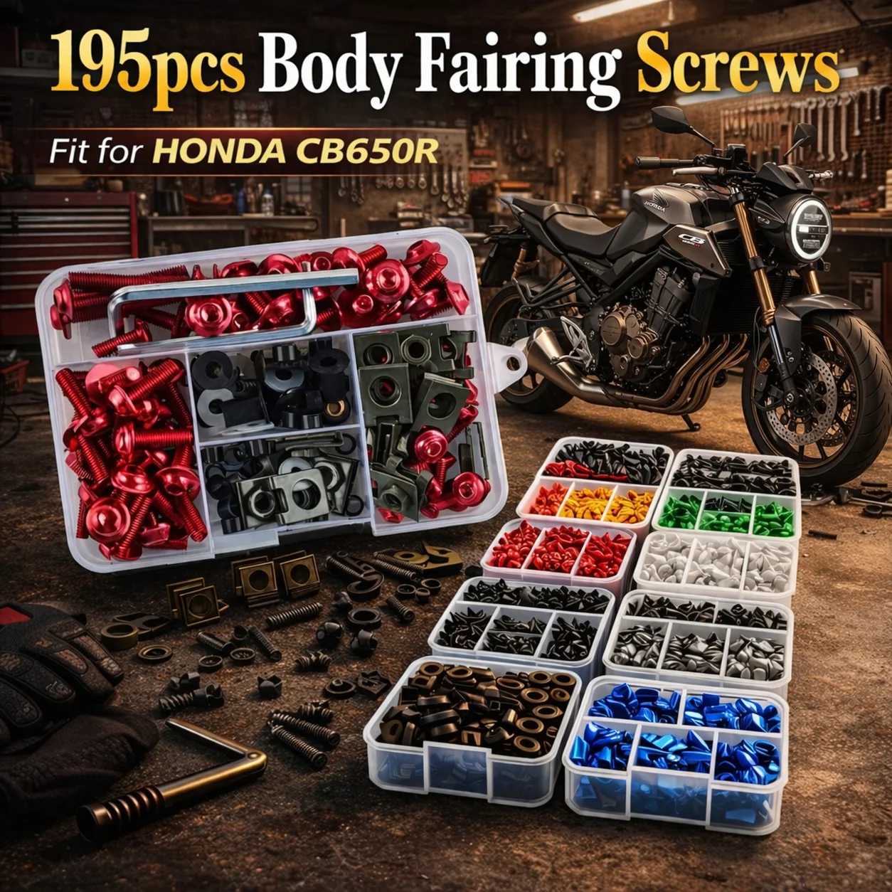 195pcs Motorcycle Fairing Bolts Body Screws Nuts For HONDA CBR650R CBR 650R 2018 2019 Kit Aluminum CNC Fasteners Clips Set