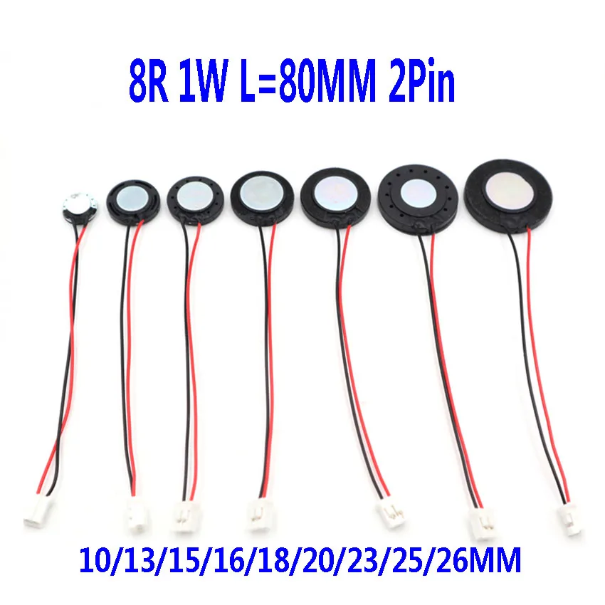 8Ω 1W Diameter 10/13/15/16/18/20/23/25/26mm L=80MM Horn Loudspeaker Ultra-thin Small Speaker Buzzer Round Plastic Inner Magnet