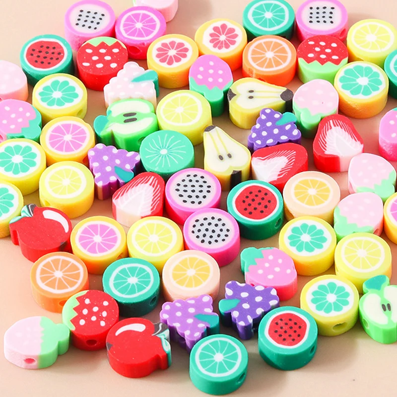 

Leslie 30/50/100pcs Mixed Fruit Polymer Clay Spacer Beads For Jewelry Making Necklace Bracelet Earrings Accessories DIY Handmade