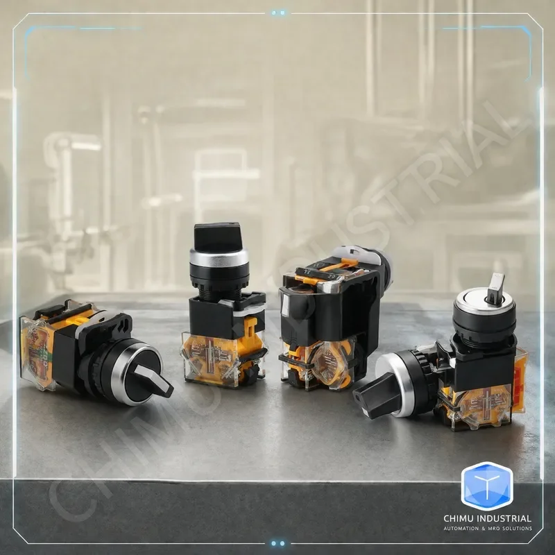 【CHIMU INDUSTRIAL】 LA38-11X/2 Interruptor de perilla de mango corto 1NO 1NC, interruptor de selección autoblocante de dos velocidades