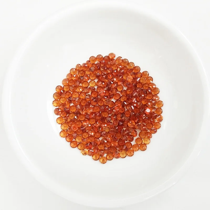 Natural Fanta Garnet Orange Round Ring Bare Stone Ring Jewelry Inlaid with Stone Manufacturers Wholesale