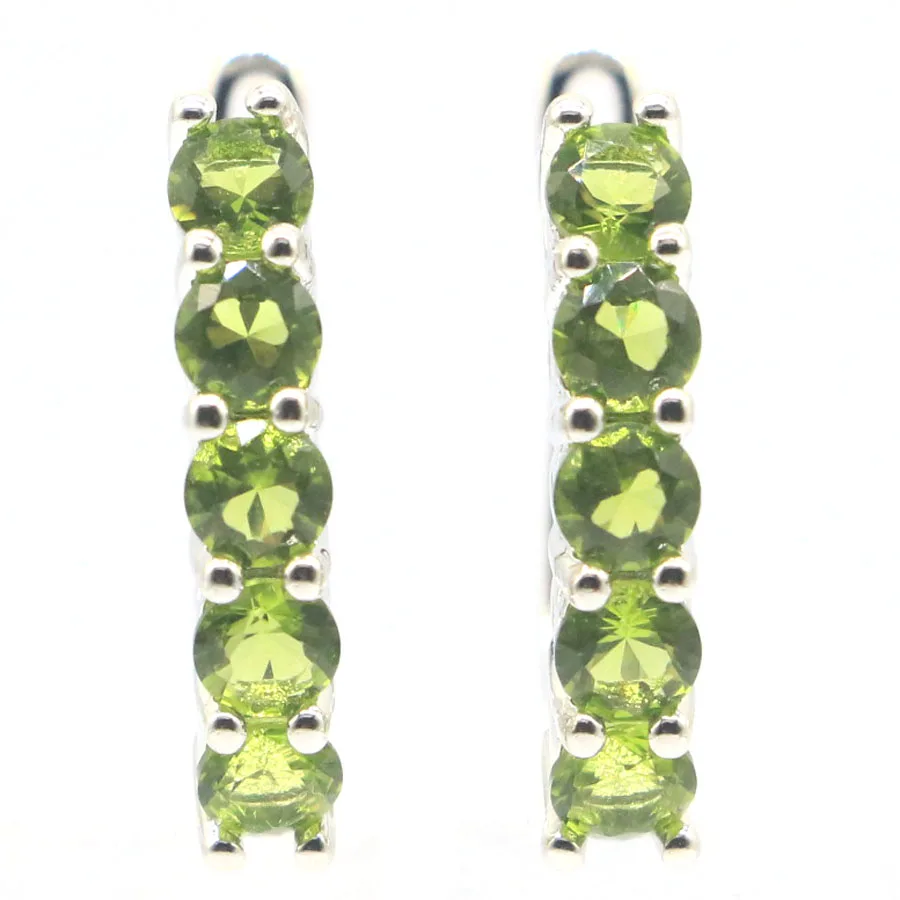 Buy 4 Get 1 Free 19x4mm New Statement Green Peridot Violet Tanzanite Woman\'s Engagement Silver Earrings