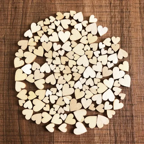 

100pcs Vintage Wedding Table Decoration Crafts Rustic Wooden Hearts Love Wood Wedding Decoration Event Party DIY Decorations