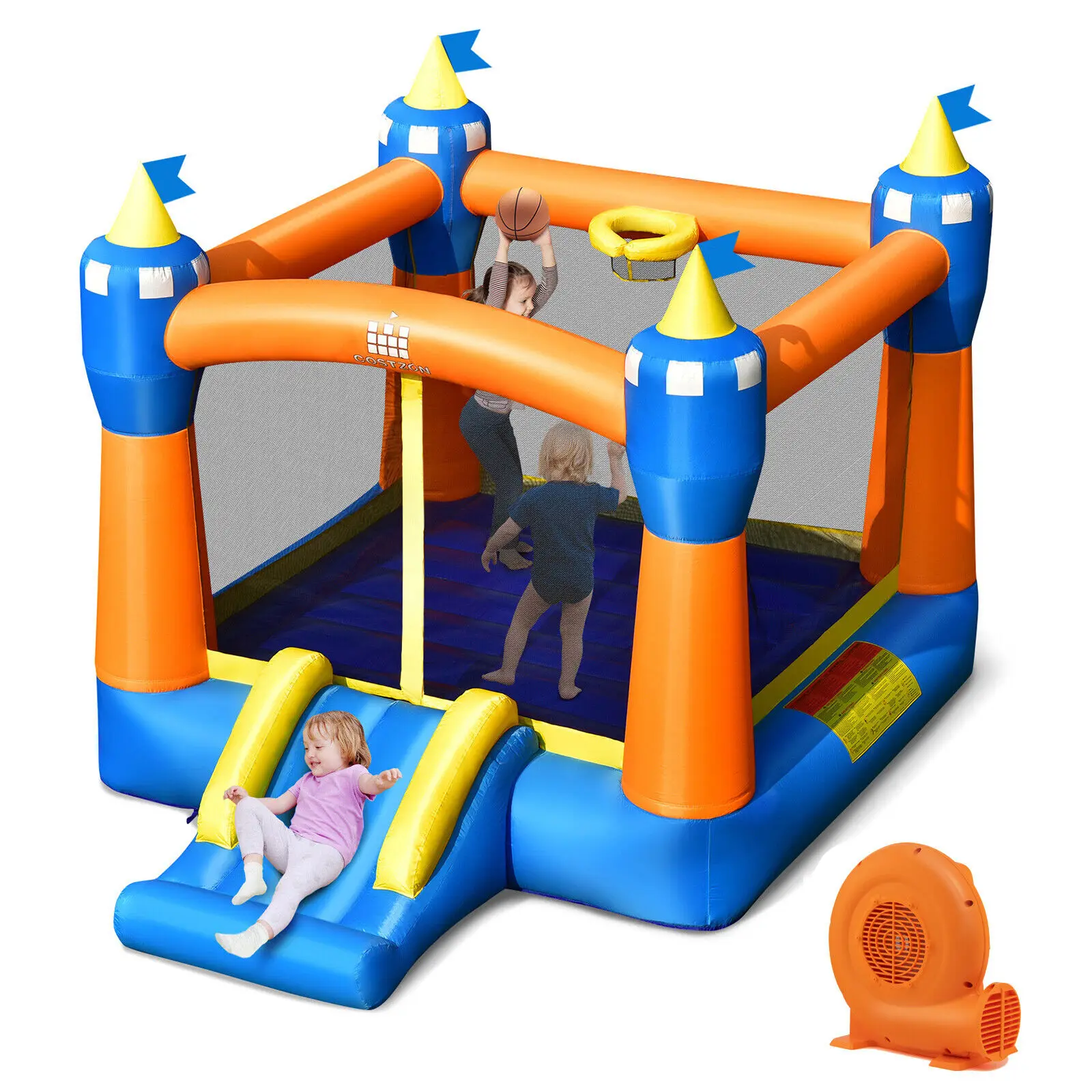 Babyjoy Opblaasbare Bounce House Kids Magic Castle W/Grote Springen Gebied Met 550W Blower