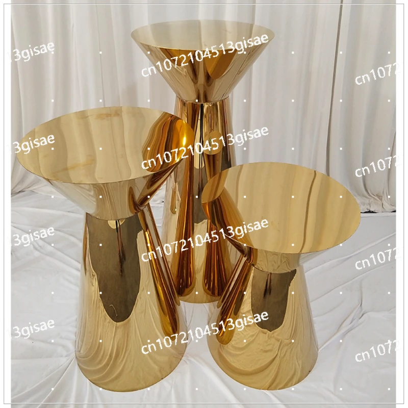 Wedding Event Decoration Gold Stainless Steel Circular Cake Table