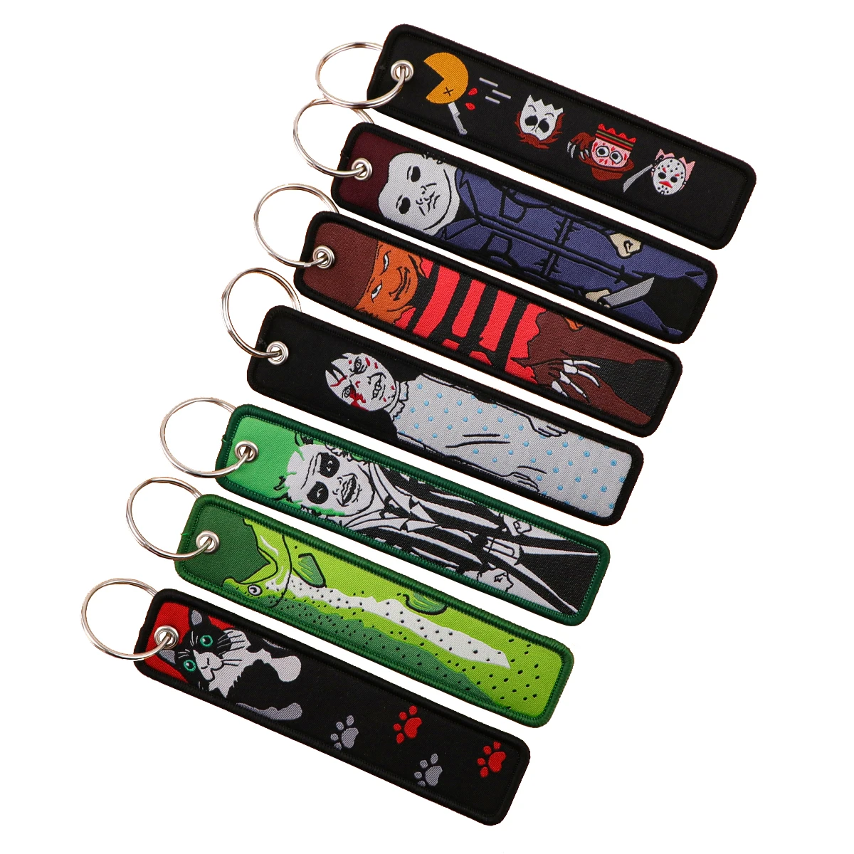 Classic Horror Movie Series Cool Key Ring Key Chain for Men Women Embroidery Key Fobs Holder Key Tag Halloween Accessories Gifts