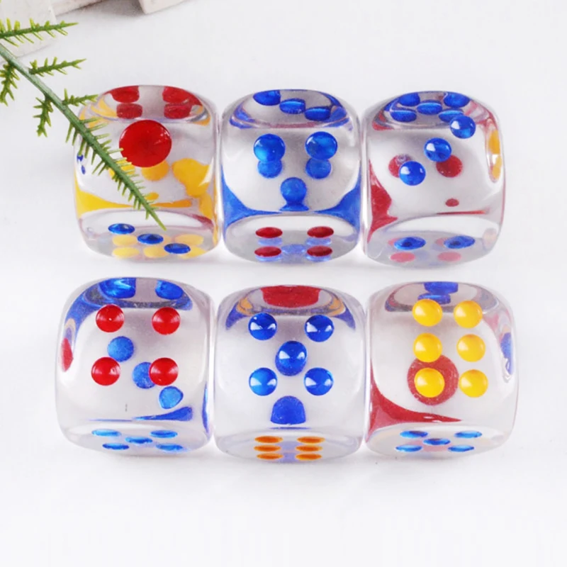 25Mm Jumbo Dice With Colored Dots,6-Sided Transparent Dice,Fun Six-Sided Gaming Dice For Farkle,Other Dice Games,10Pcs