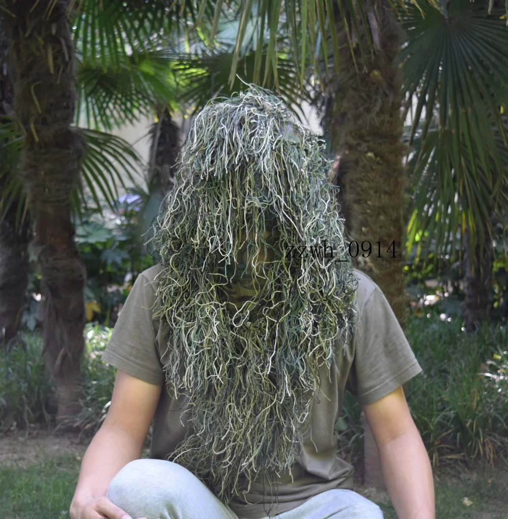 Camouflage Jungle Woodland Grass Ghillie Yowie 3D Camo Head Cover Hood