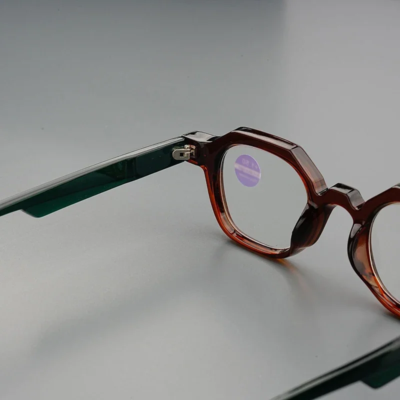 Neue modische polygonale Lesebrille, Retro-Rahmen, blau blockierend, winddicht, leicht, Outdoor-Brille für Damen und Herren – Detail 2