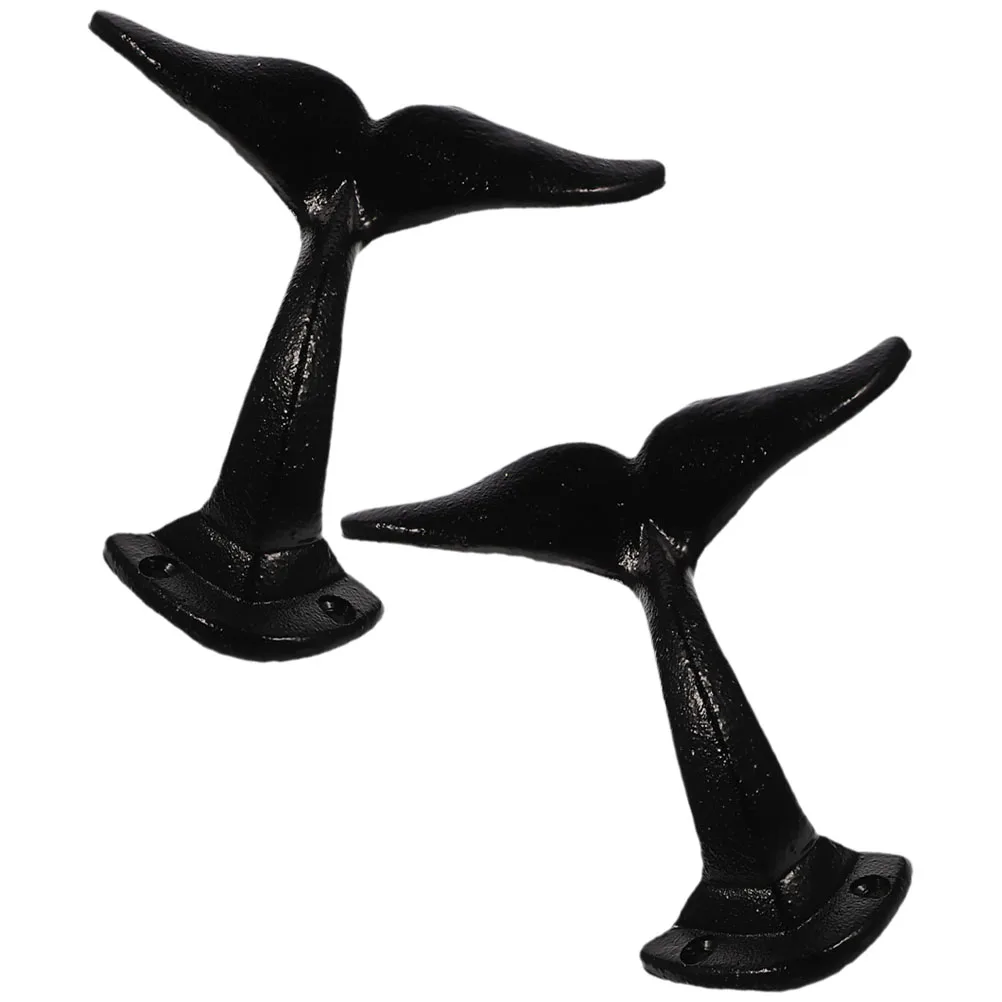 

2Pcs WhaleTailHooks CastIronVintageWallDecor CoatsTowelsHatsKeyHangingHook BlackClothesStorage PartyDIYDecoration