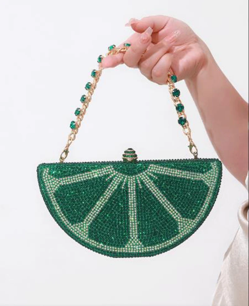 

Забавный фруктовый арбуз с горячими бриллиантами и стразами, ручной клатч специальной формы, блестящая сумка для ужина