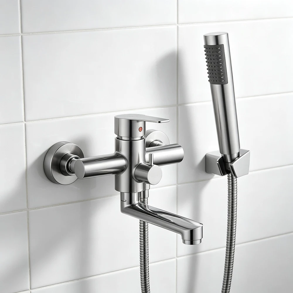 Bathtub Faucet Single Handle Waterfall Spout Wall Mounted Mixers Taps with Hand Shower Sets Bathroom Hot And Cold Mixed Tap