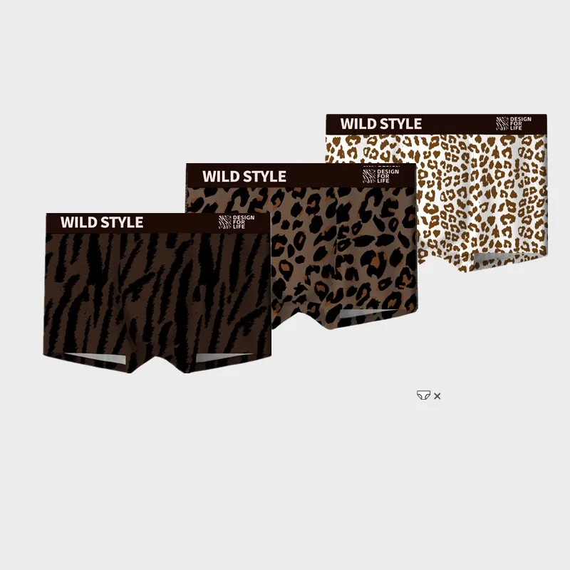 BOWEYLUN Men's Leopard Print Boxer Briefs Comfortable Breathable Mid-Waist Antibacterial Underwear Men