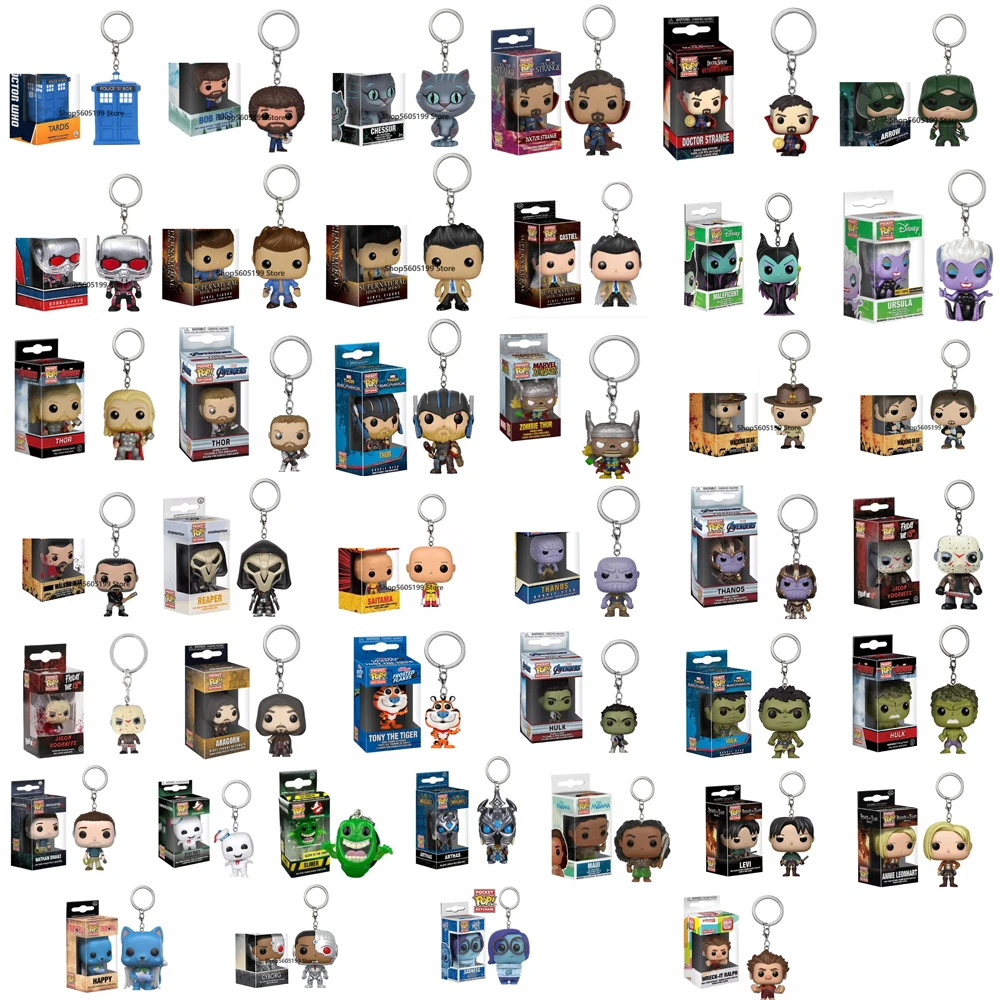 Funko pop Keychain TARDIS BOB ROSS CHESSUR DOCTOR STRANCE THOR WALKINC DEAD STAY PUFT LEVI SADNESS  Vinyl Action Figures Toys