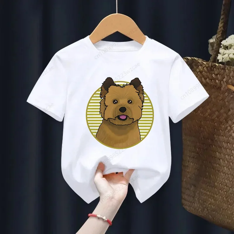 

Children Life Is Better with A Cairn Terrier Print T-shirt Girls/Boys Funny Baby Clothes Kids Summer Short Sleeve White Tshirt