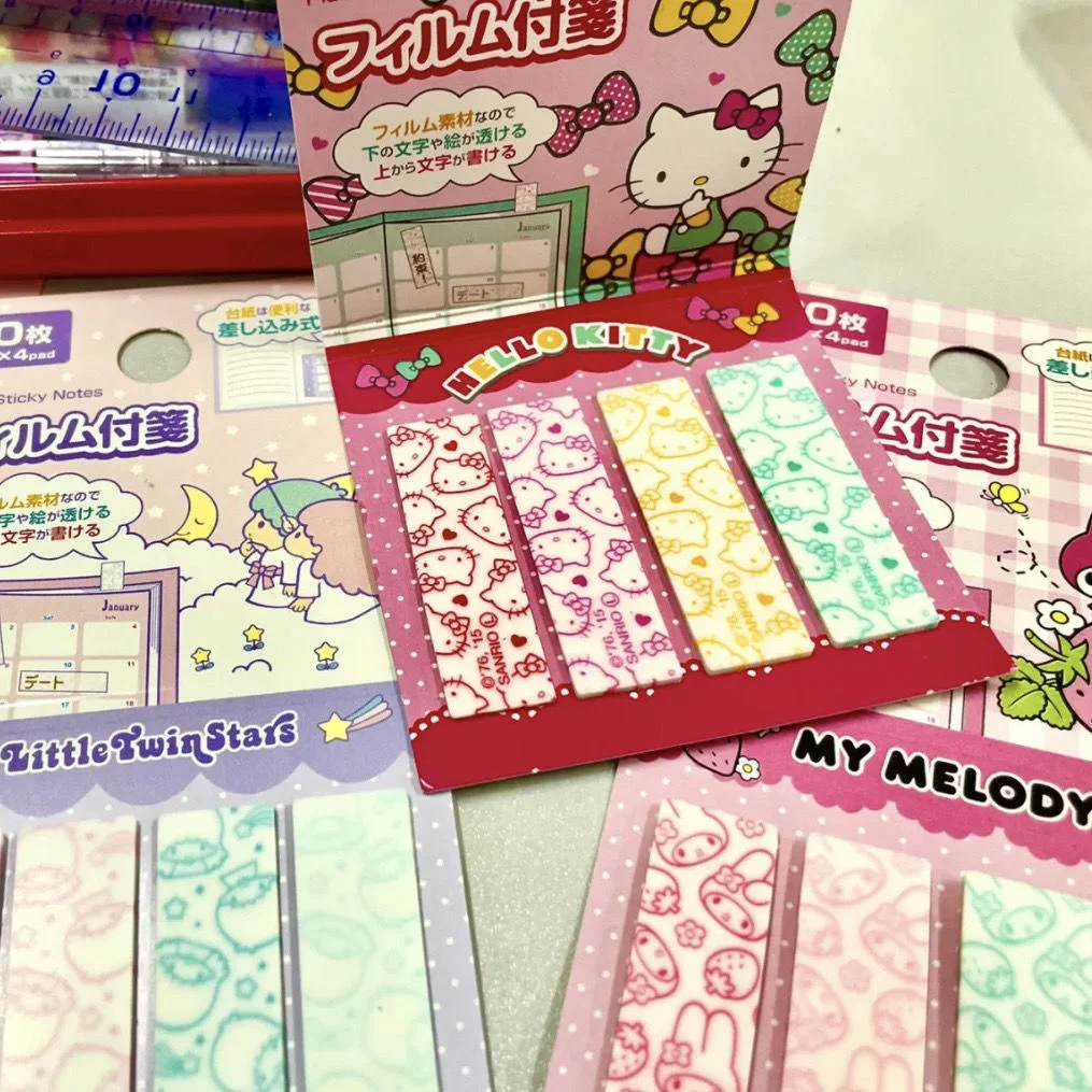 80 Pieces Kawaii Sanrio Hello Kitty Melody Index Sticker Cartoon Small Rectangular Sticky Note Sticker Tag Sticker Stationery