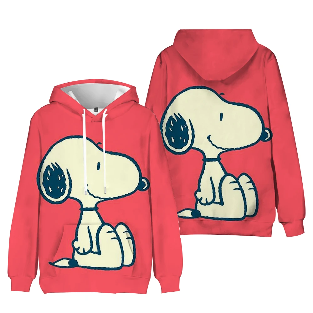 Women\'s Long Sleeve Snoopy Cartoon Scream Top Casual Hoodless Sweatshirt Crew Neck Jacket For Autumn Winter