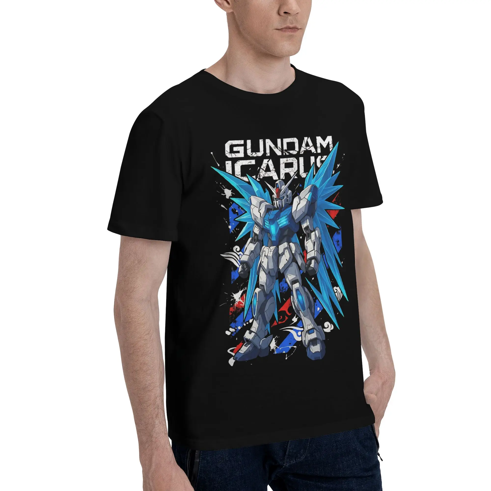 Icarus Graphic 100% Cotton T-Shirt Bandai Gundam Tees Tops For Men