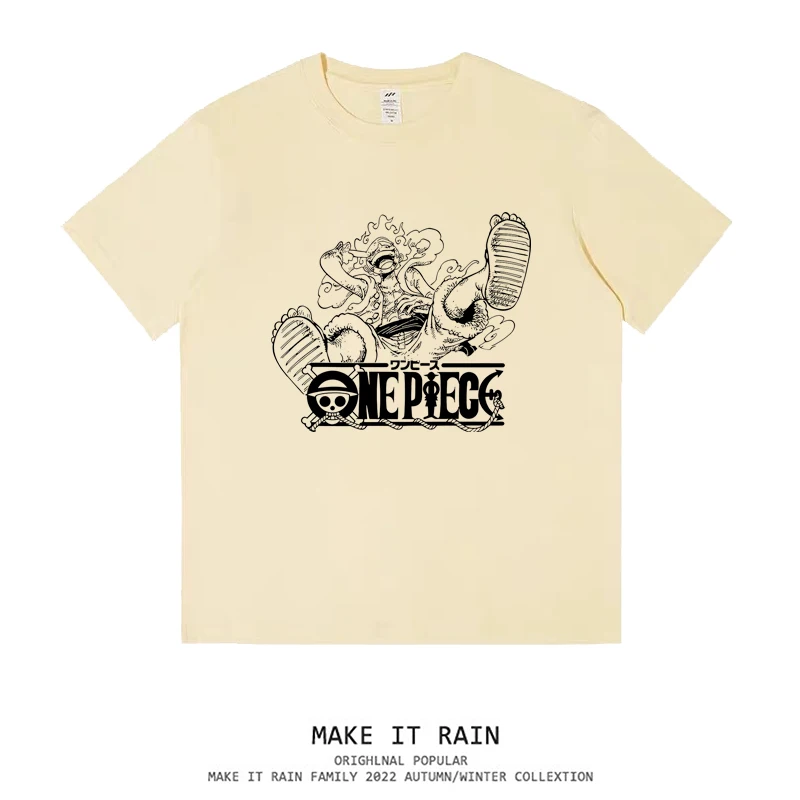 Camiseta de manga corta de algodón Retro americano, ropa de calle holgada con estampado de una pieza para hombre y mujer, novedad de verano