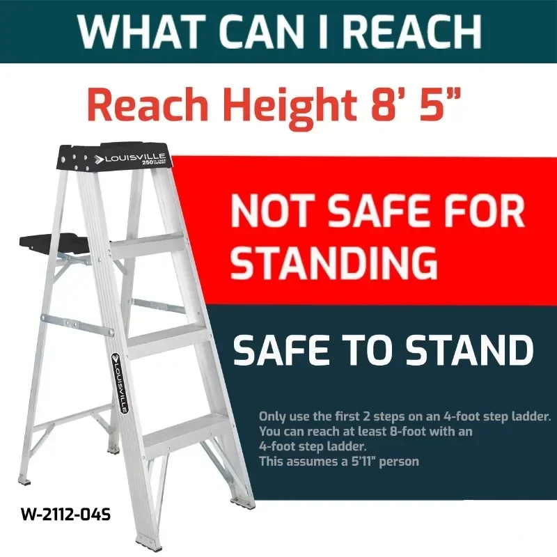 4' Aluminum Step Ladder, 250-lb Capacity,  ladder  stairs