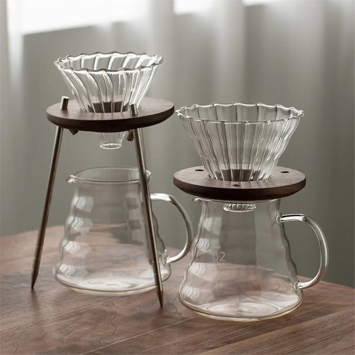 Outdoor Camping Portable Hand Brewed Coffee Holder,Vintage Black Walnut Freshly Ground Coffee Holder Coffee Accessories