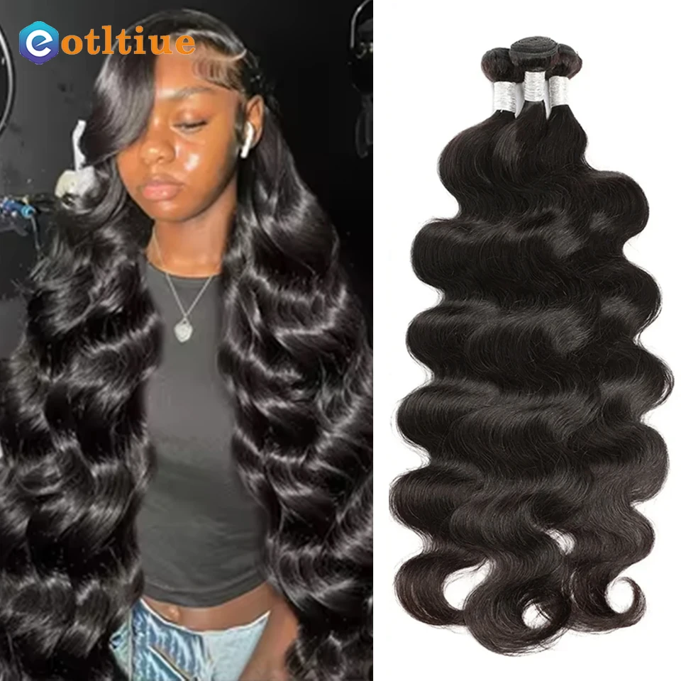 Body Wave Bundles Raw Virgin 100% Human Hair Extensions 30 32 34Inch Brazilian Remy Double Weft Water Wave Bundles Extensions