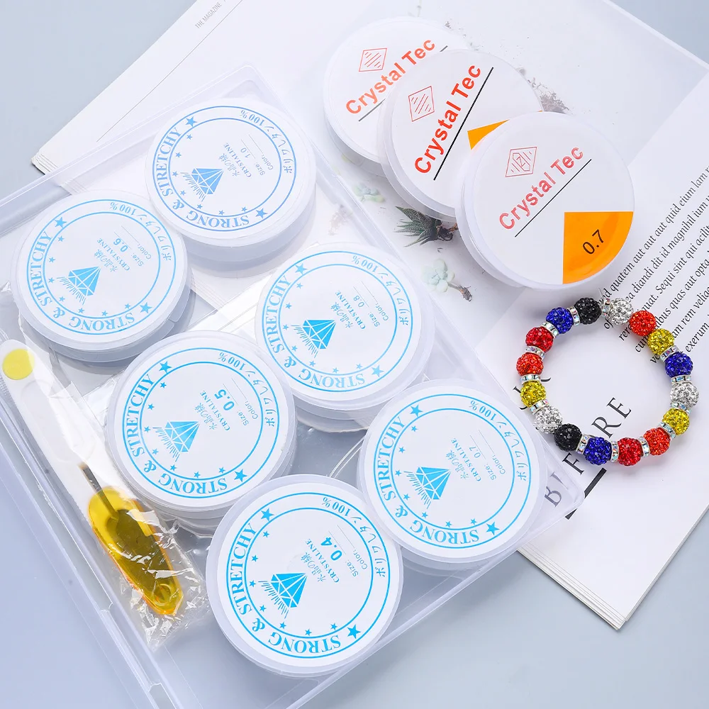 1 صندوق 0.4/0.5/0.6/0.7/0.8/1.0 مللي متر مطاطا كريستال الديكور الموضوع الحبل عدة لصنع المجوهرات قلادة سوار DIY بها بنفسك اكسسوارات
