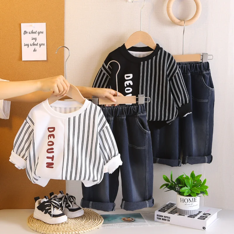

New Spring Autumn Baby Boys Clothes Children Striped Long Sleeved T-Shirt Pants 2Pcs/Sets Infant Girls Clothing Kids Tracksuits