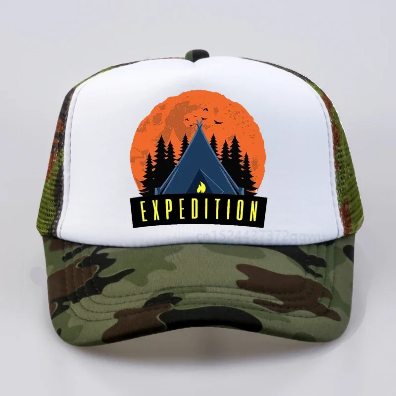 Summer outdoor Camping men Breathable trucker cap Fashion brand cool Unisex Night Expedition Campfire Camping Baseball cap