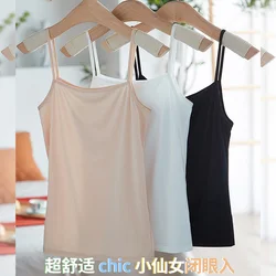 Summer Sexy Sling Camisoles Black White Tank Top Women Crop Tops Sleeveless T-Shirt Sport Vest Simple Solid Color Thin Camisole