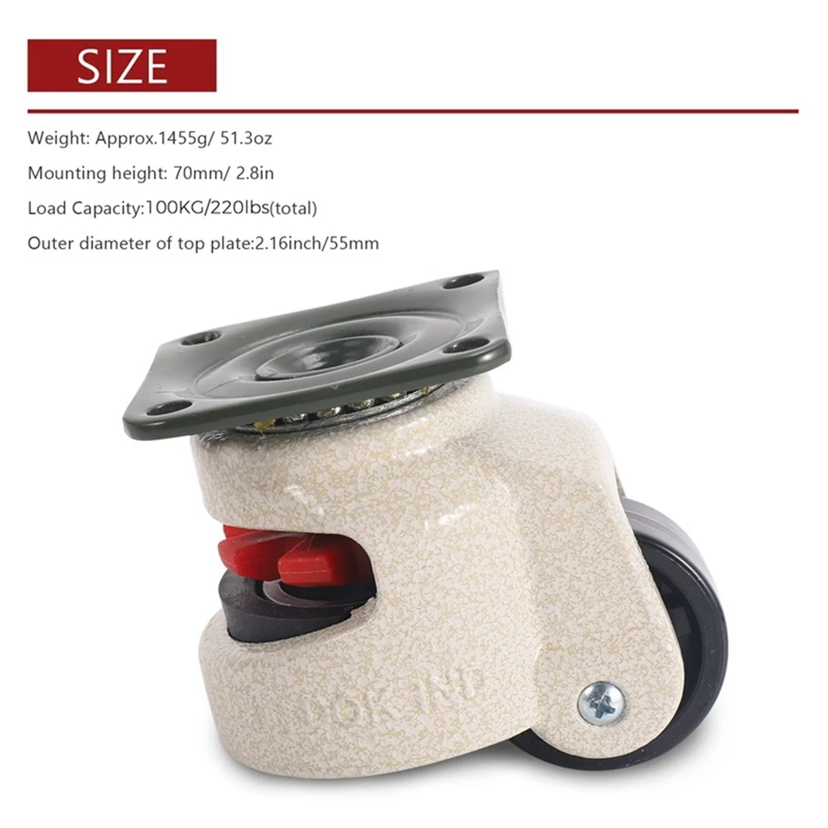 4 قطعة عجلات التسوية القابلة للسحب آلة صناعية عجلة دوارة عجلة الخروع لكرسي المكتب عربة سعة 220 رطل GD-40F