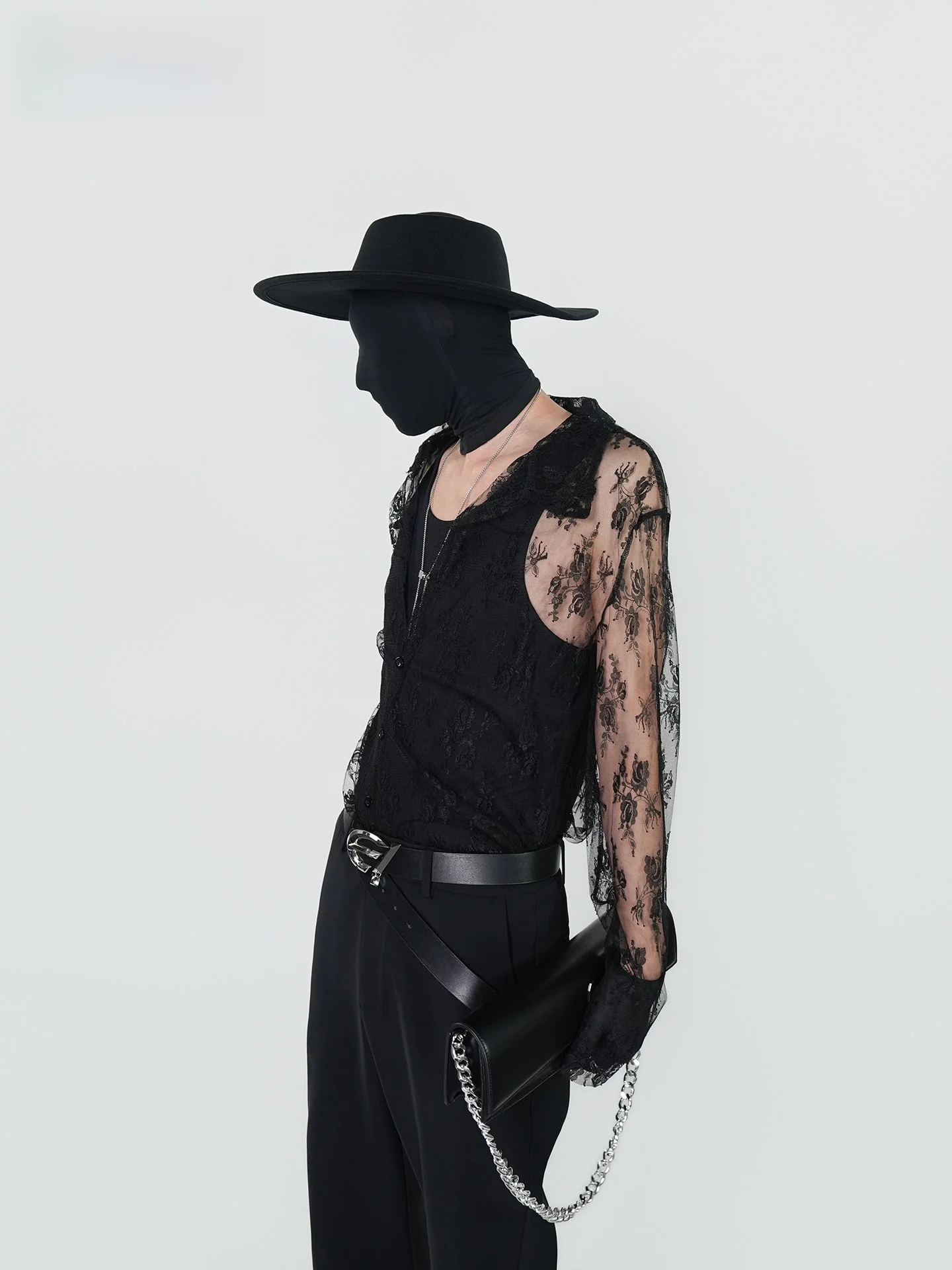 

VE2 Visual Series Long Sve Me See-tough irt Men's Sexy Sle Stage Performance Breathable No-iron Dancewear irt