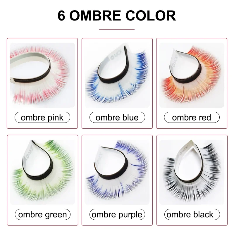 Seamulan Ombre Eyelashes White Black Individual Eyelash Mink Lashes Colored Pink Red Purple Blue False Eyelash Make Up Wholesale