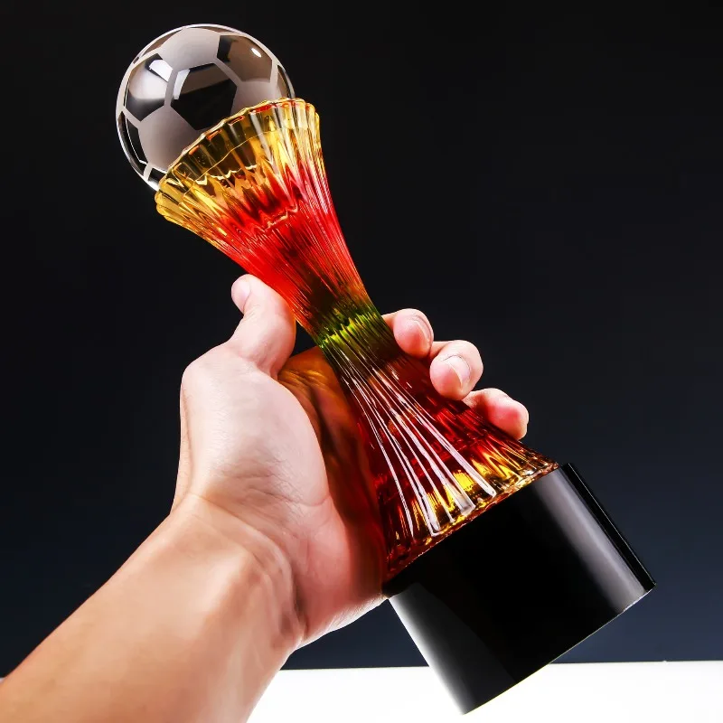 Football Trophy Customization, School Sports Competition Excellent Team Trophy Personal Crystal Trophy Production