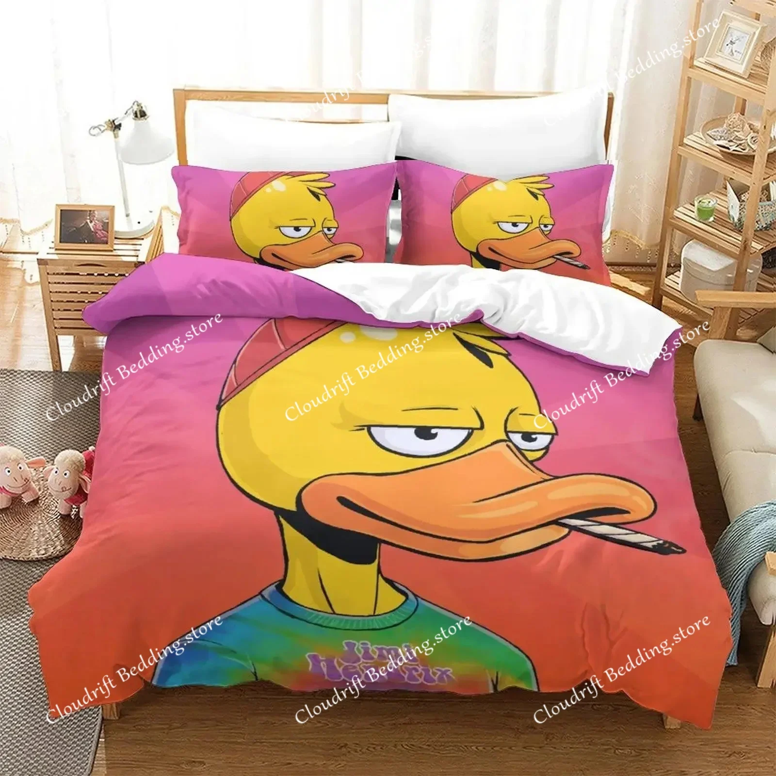 

Anime Quackity Duck Bedding Set Boys Girls Twin Queen Size Duvet Cover Pillowcase Bed Kids Adult Fashion Home Textileextile
