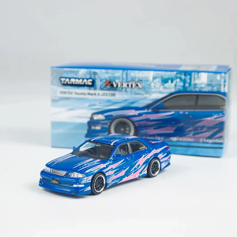 

TW 1:64 В наличии VERTEX Toyota Mark II JZX100 Синий металлик Литая под давлением модель автомобиля Коллекция игрушек Tarmac Works
