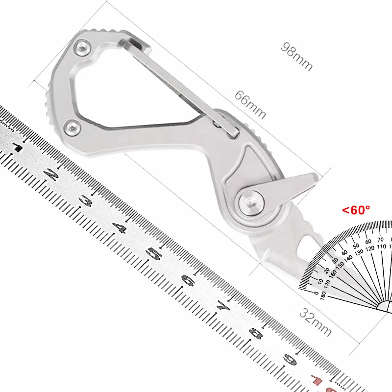 D2 سبائك التيتانيوم متعددة أداة المفاتيح سكين صغير Edc سكين محمول في الهواء الطلق أضعاف البقاء على قيد الحياة الدفاع عن النفس الصيد حلقة تسلق سكين