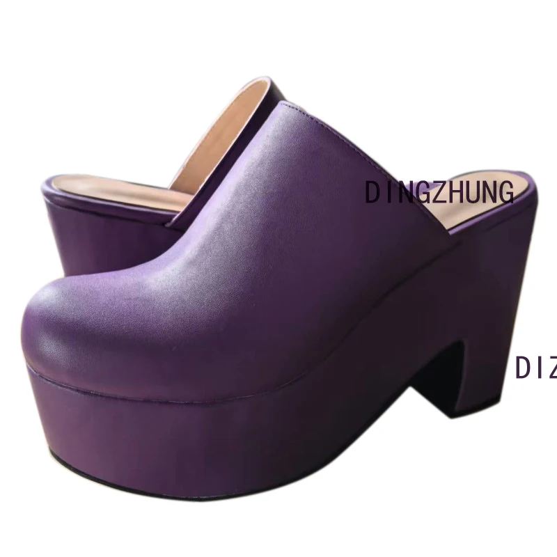 DIZHUANG shoes Fashionable women\'s high-heeled slippers. About 11cm heel height. Closed toe slippers. Strange Style slippers.