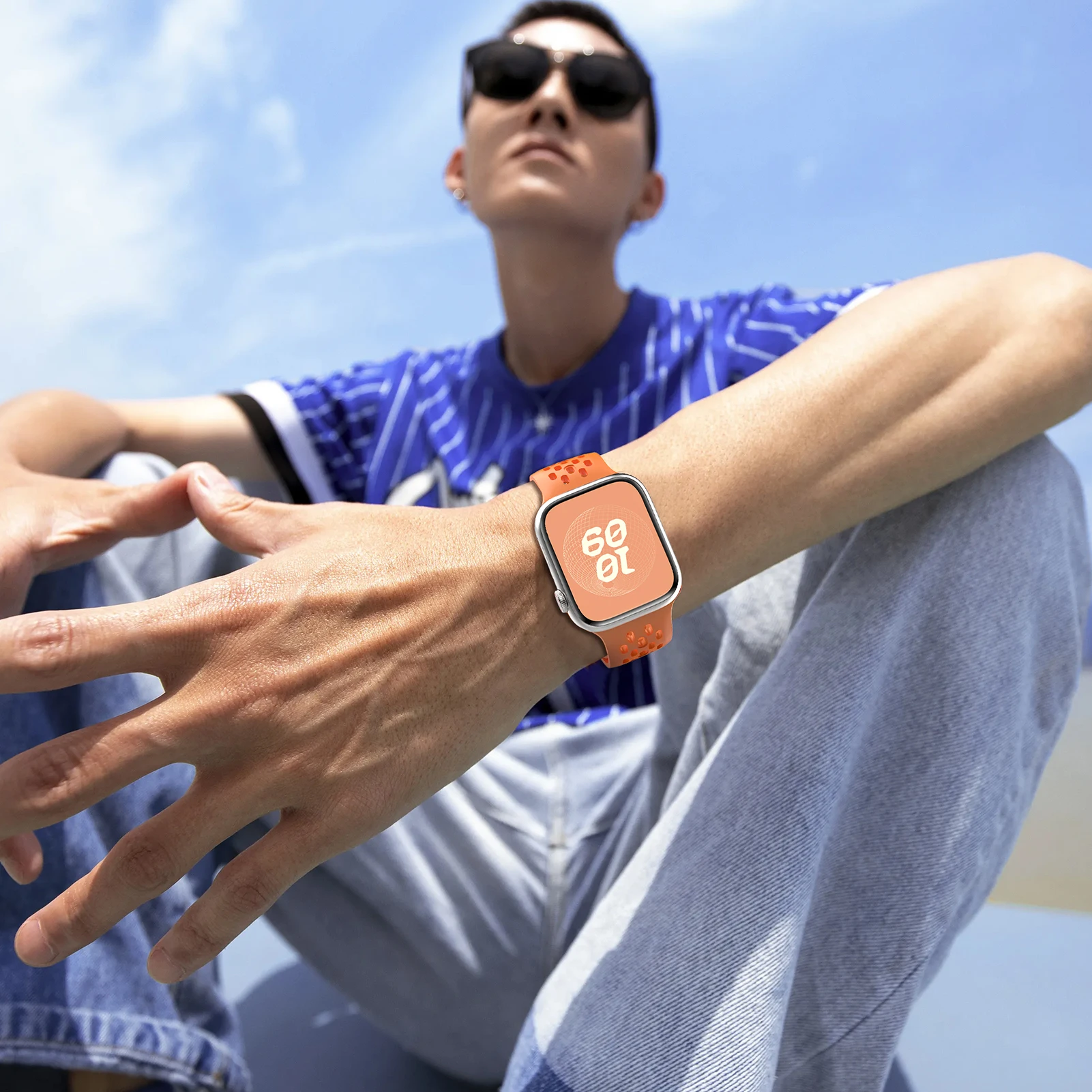 سوار رياضي من السيليكون لساعة أبل ، سوار لسلسلة iWatch 9 ، 8 ، 7 ، 6 ، 5 ، SE Ultra 2 ، 44 ، 45 ، 49 حزام ، 40 41 ، 38 ، 45 ، من