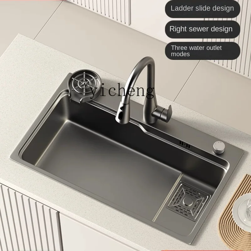 

XL Kitchen Sink Household Nano Single Sink Sink Multi-Functional Handmade Washing Basin