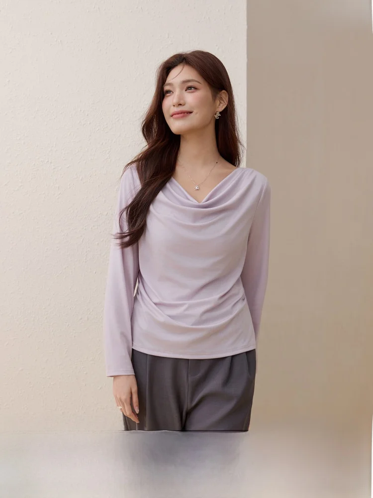 

Two-Way Wear oulder Knitted Sweater Thin Draped Ne Large Size Women's Spring New Sle Comfortable Breathable Long Sve