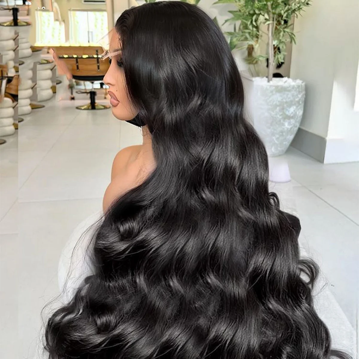 

100% человеческие волосы Бразильский 30 40 дюймов Объемная волна 13x4 Hd Прозрачный парик фронтальной части шнурка Черный 13x6 Парики фронтальной части шнурка Предварительно выщипанный парик