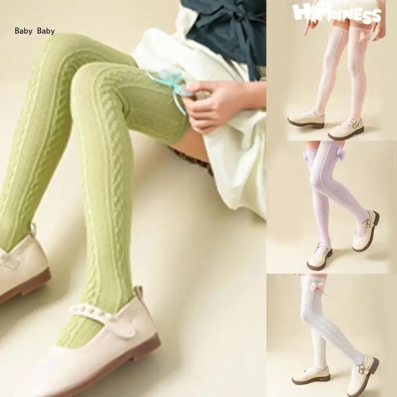 

Spring Over the Knee Socks Kids Long Stockings Breathable Dress Socks Q81A