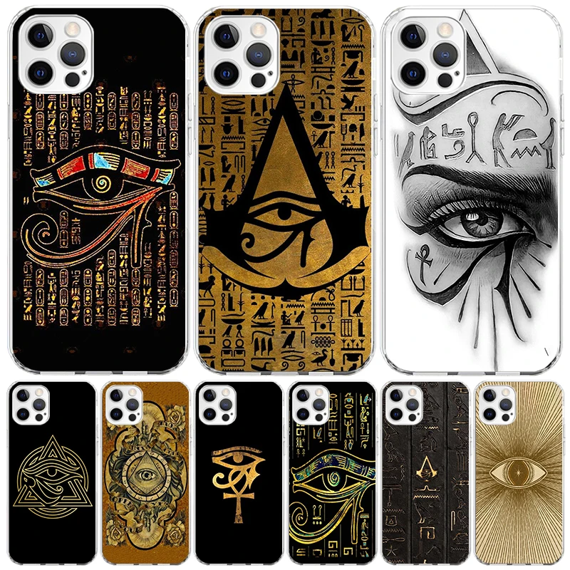 Sacred Eye of Horus Egypt Fresco Phone Case For Apple Iphone 11 12 13 Mini 14 15 16 Pro Max 7 Plus X XS XR SE Art Customized Coq