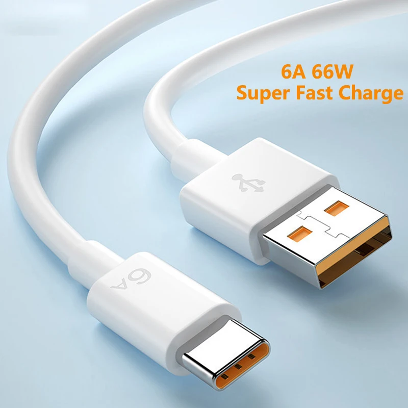 6A 66W Type C Cable Super Fast Charger For Samsung Huawei Xiaomi 11 10 Pro Quick Charging Type-c Data Cord For Huawei P40 P30